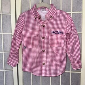 Prodoh Founders Kids Long Sleeve Button Up Fishing Shirt Pink Vented Shirt 3T